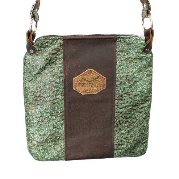 Cowlifornia Couture Saddle Turquoise Cowhide Crossbody Bag Purse As-is - Picture 1 of 12